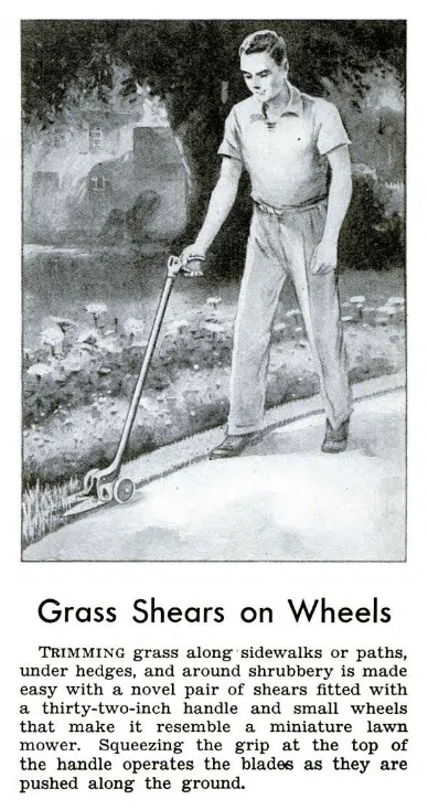 Grass Shears on Wheels Old Photo