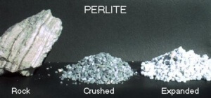Perlite in three different stages. 