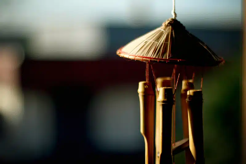 Hanging bamboo wind chimes