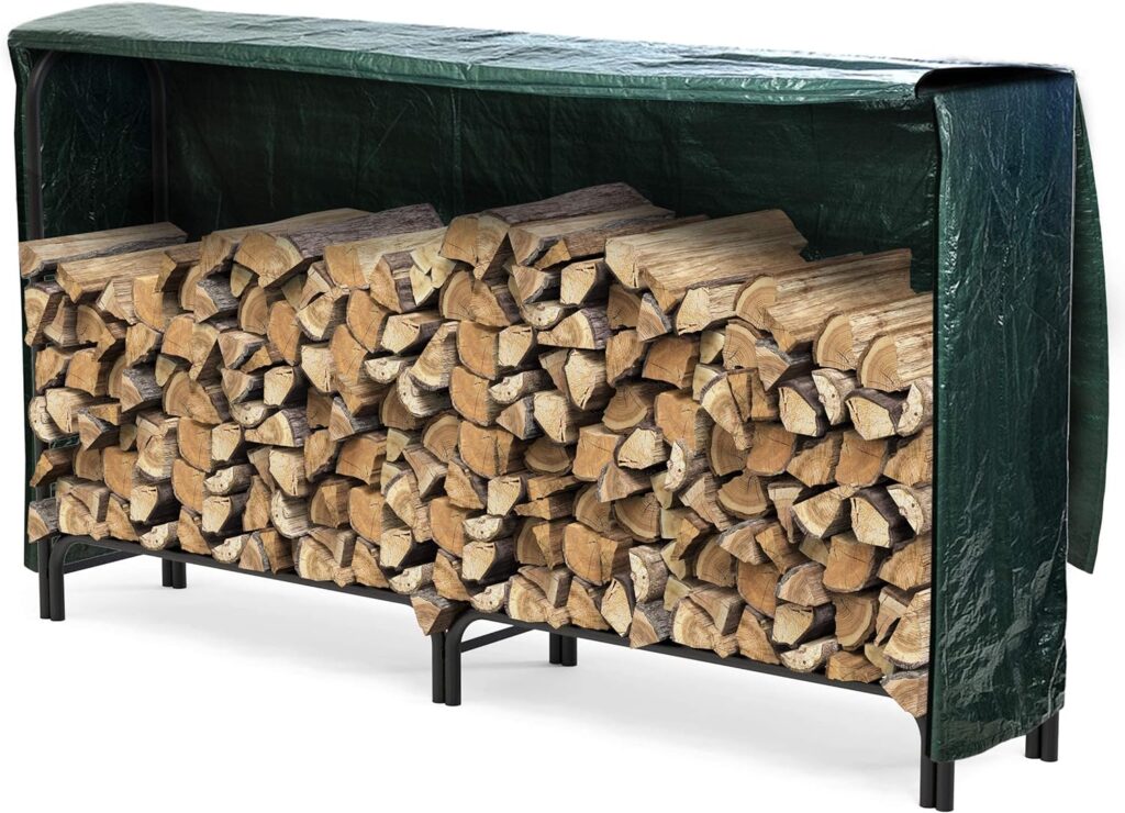 VOUNOT Firewood Log Rack with Waterproof Cover